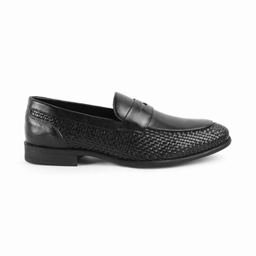 Shop Loafers Tresmode Jim Black Men's Leather Penny Loafers