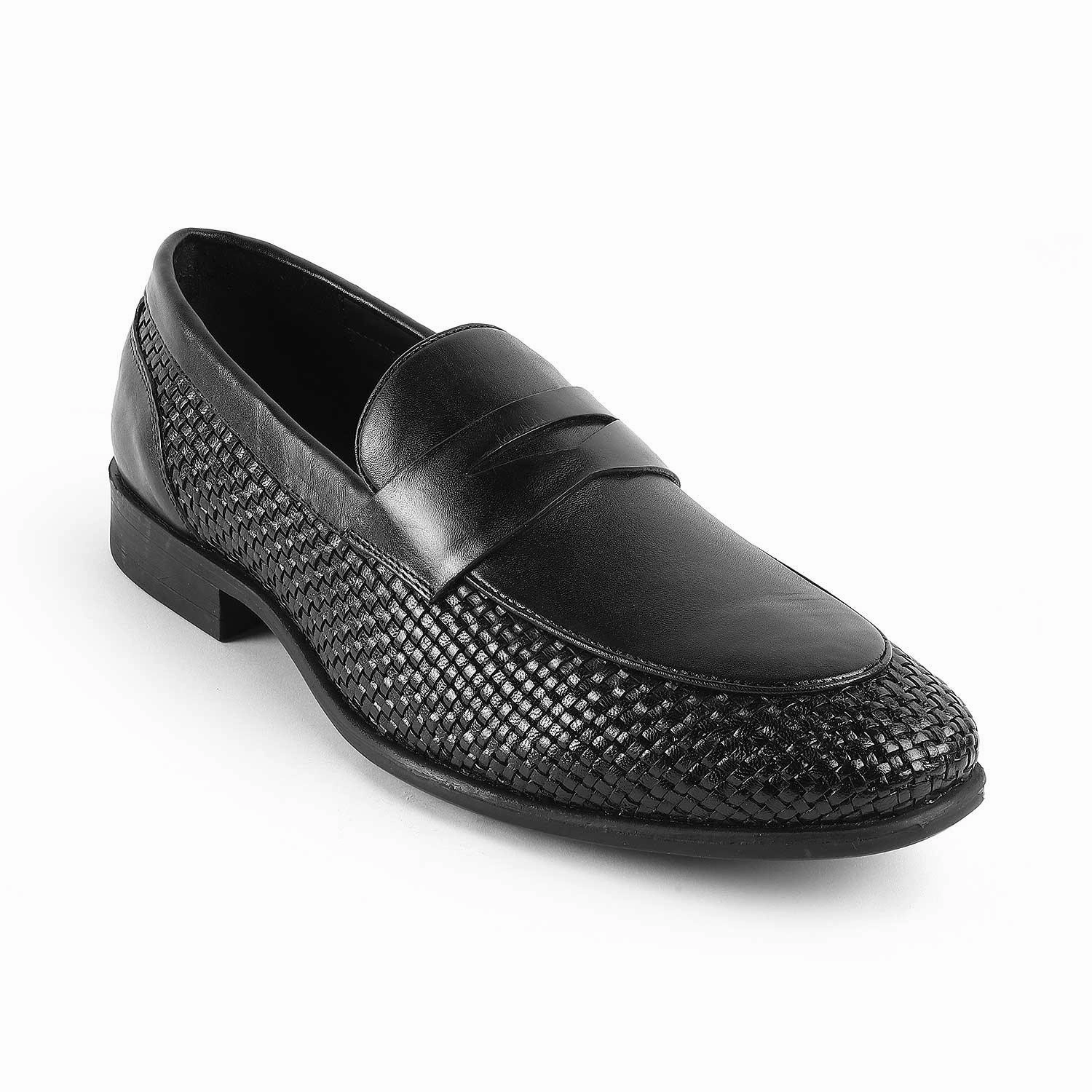 Tresmode Jim Black Men's Leather Penny Loafers Jewelled Loafers
