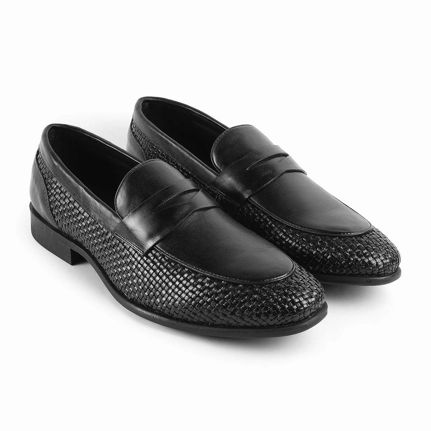 Tresmode Jim Black Men's Leather Penny Loafers Clark Shoes Loafers