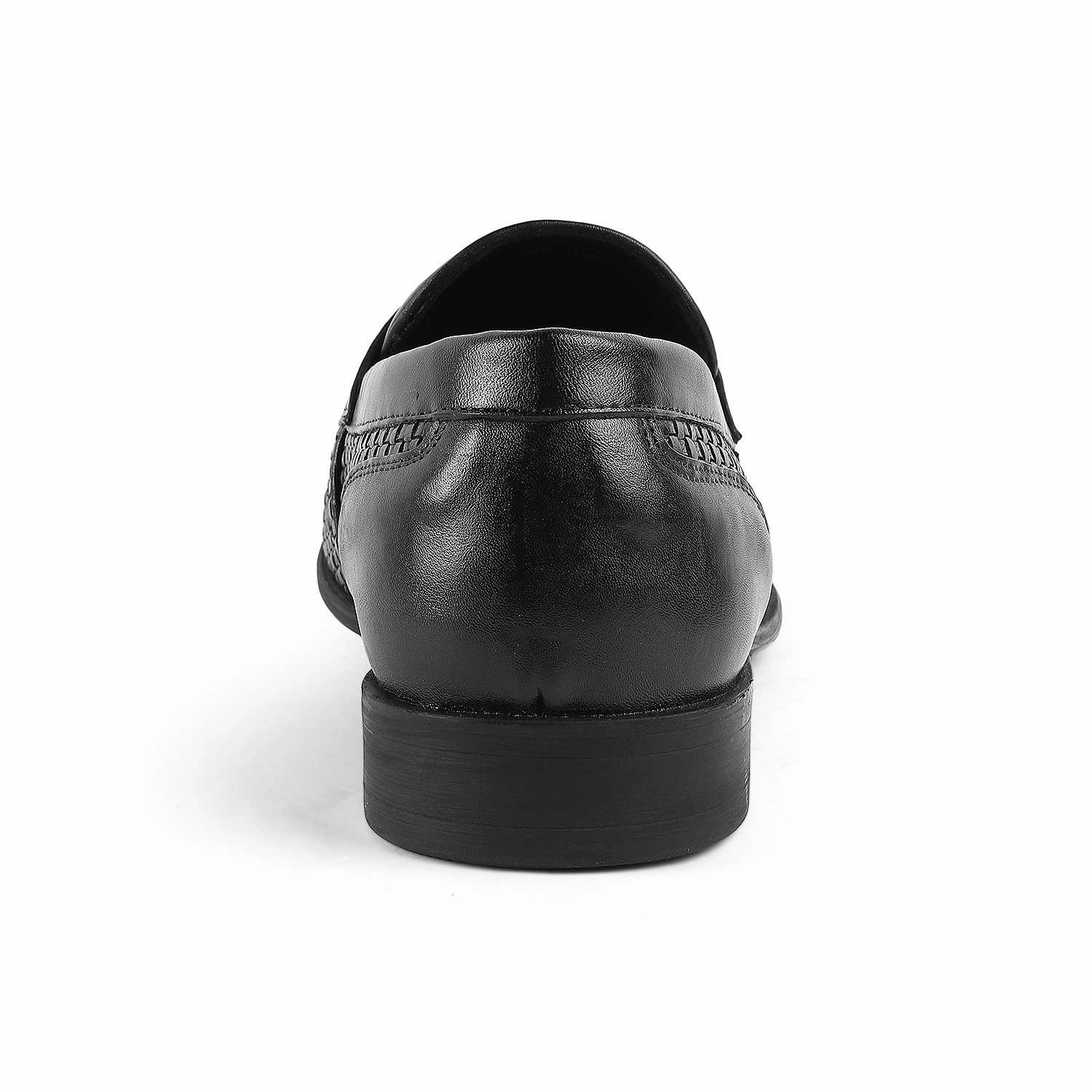 Tresmode Jim Black Men's Leather Penny Loafers Peep Toe Loafers