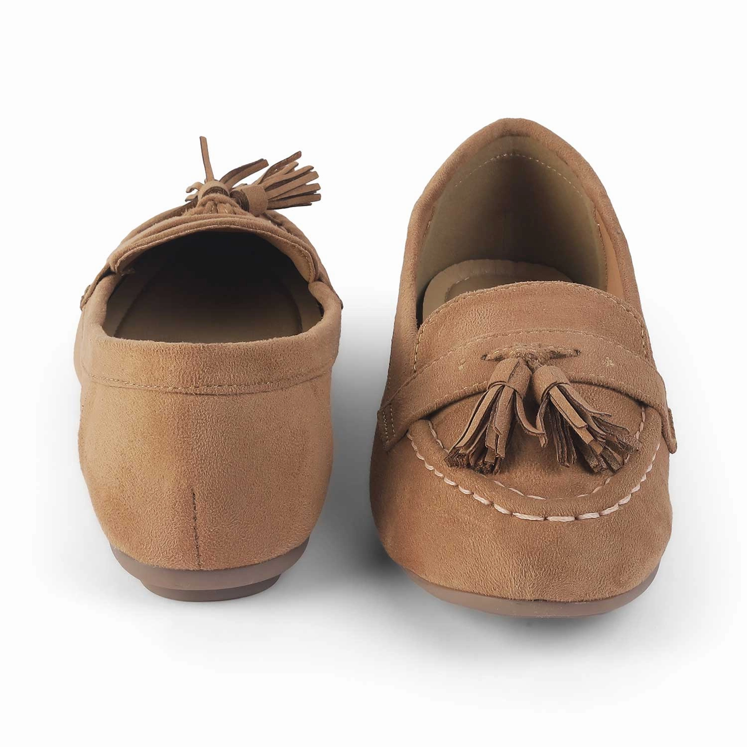 Tresmode Jonum Camel Women's Dress Tassel Loafers Silver Loafers Metallic