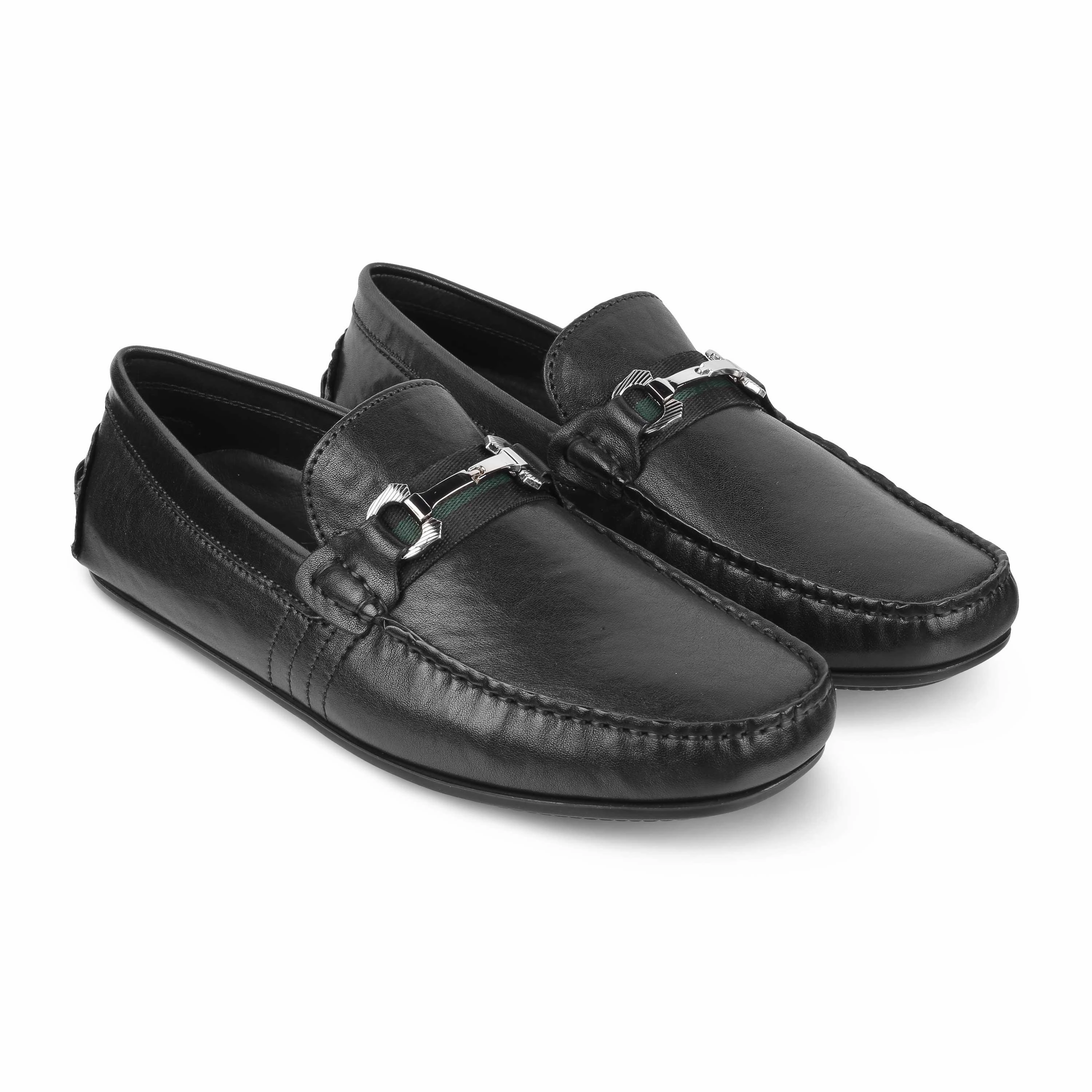 Joggers And Loafers Tresmode Leavre Black Men's Leather Driving Loafers