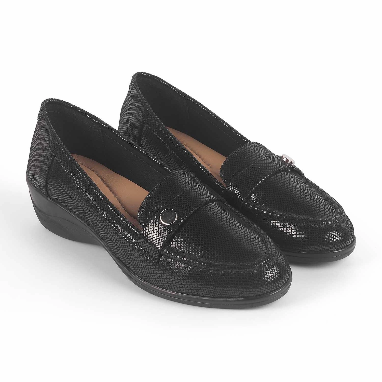 Joggers And Loafers Tresmode Marcoval Black Women's Dress Wedge Loafers