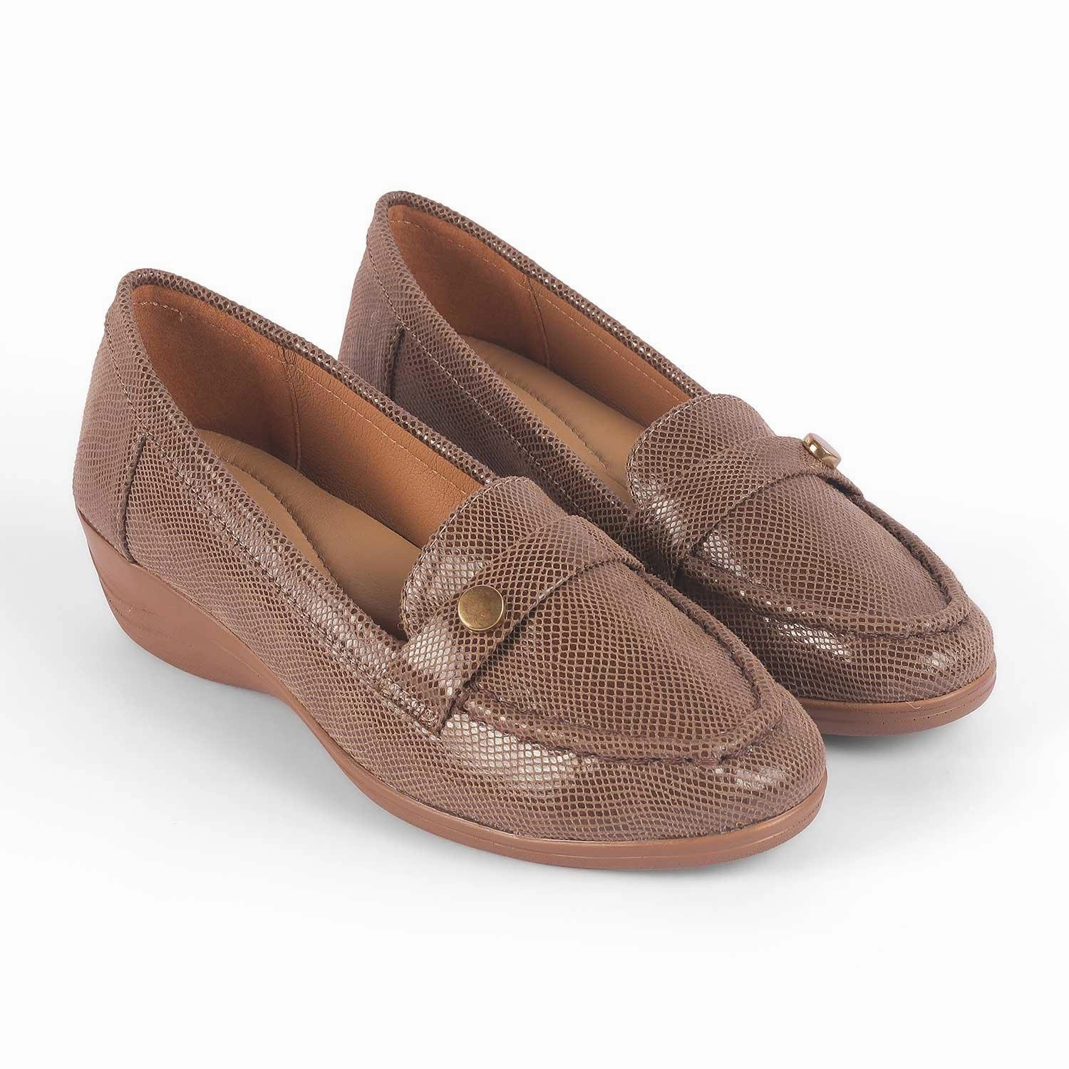 Loafers With Wide Leg Pants Tresmode Marcoval Brown Women's Dress Wedge Loafers
