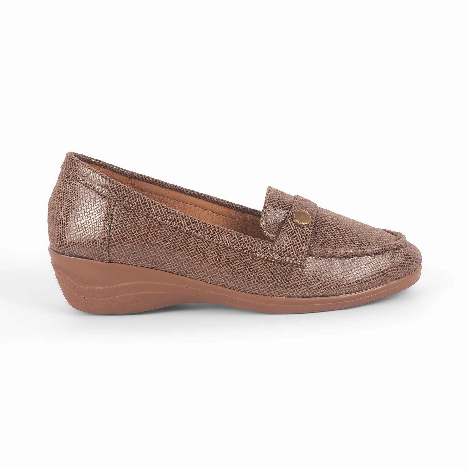 Tresmode Marcoval Brown Women's Dress Wedge Loafers Loafers Canvas