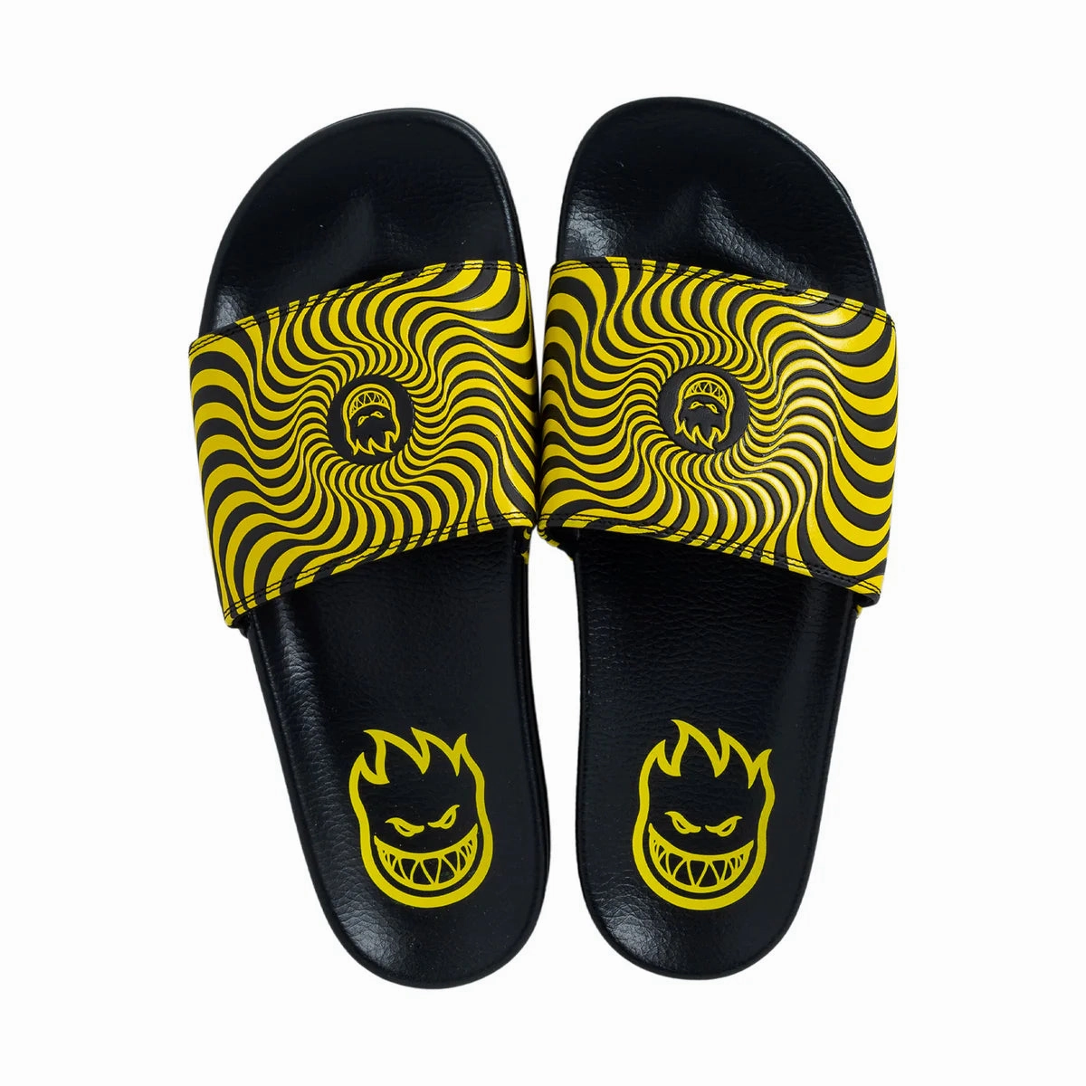 Spitfire - Bighead Swirl Slide (Black/Yellow) Grandparent Slippers