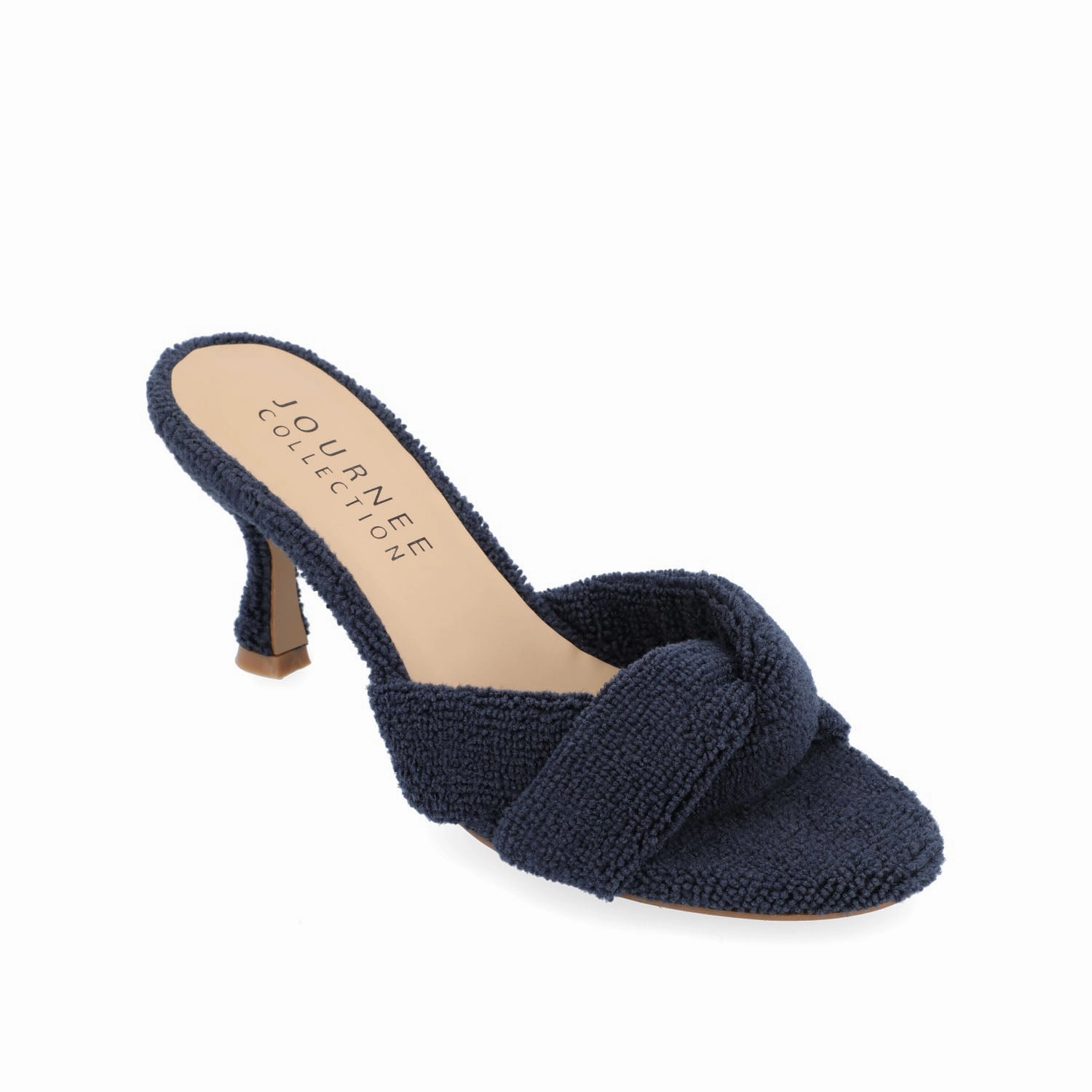 High Heel Comfort Inserts MANNON BACKLESS KITTEN HEEL IN TERRY CLOTH