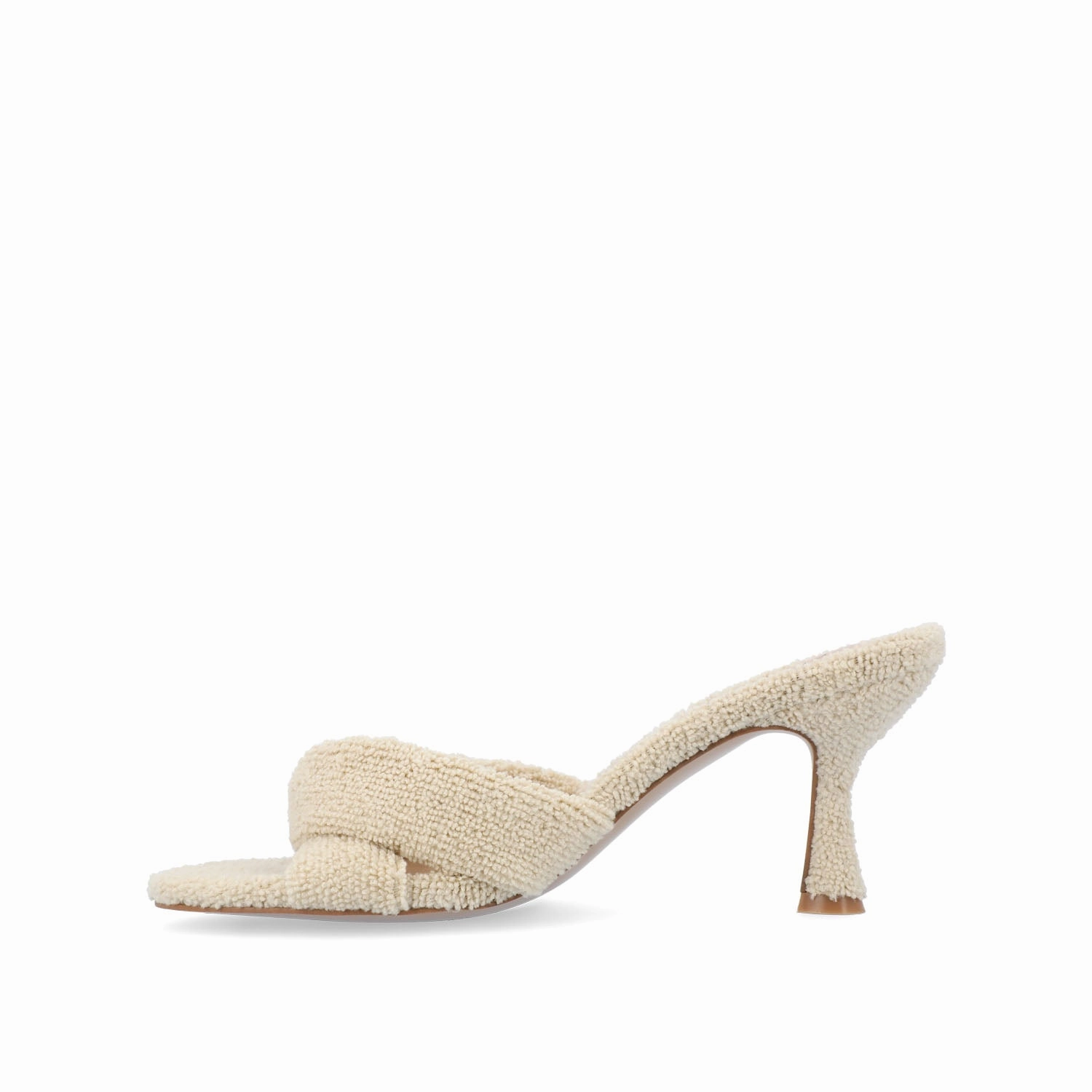 High Heels With Feet MANNON BACKLESS KITTEN HEEL IN TERRY CLOTH