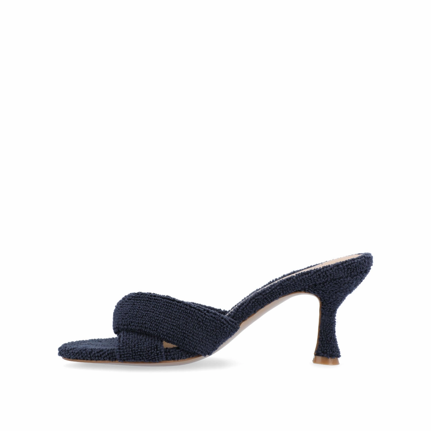 MANNON BACKLESS KITTEN HEEL IN TERRY CLOTH Combat Boots With High Heels