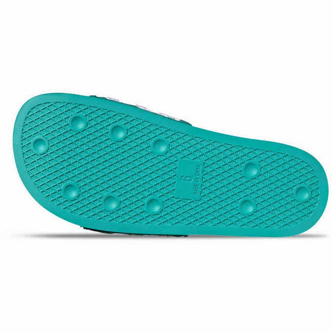 Adidas Women's Adilette Slides - Mint Green / White Scott Hawaii Slippers