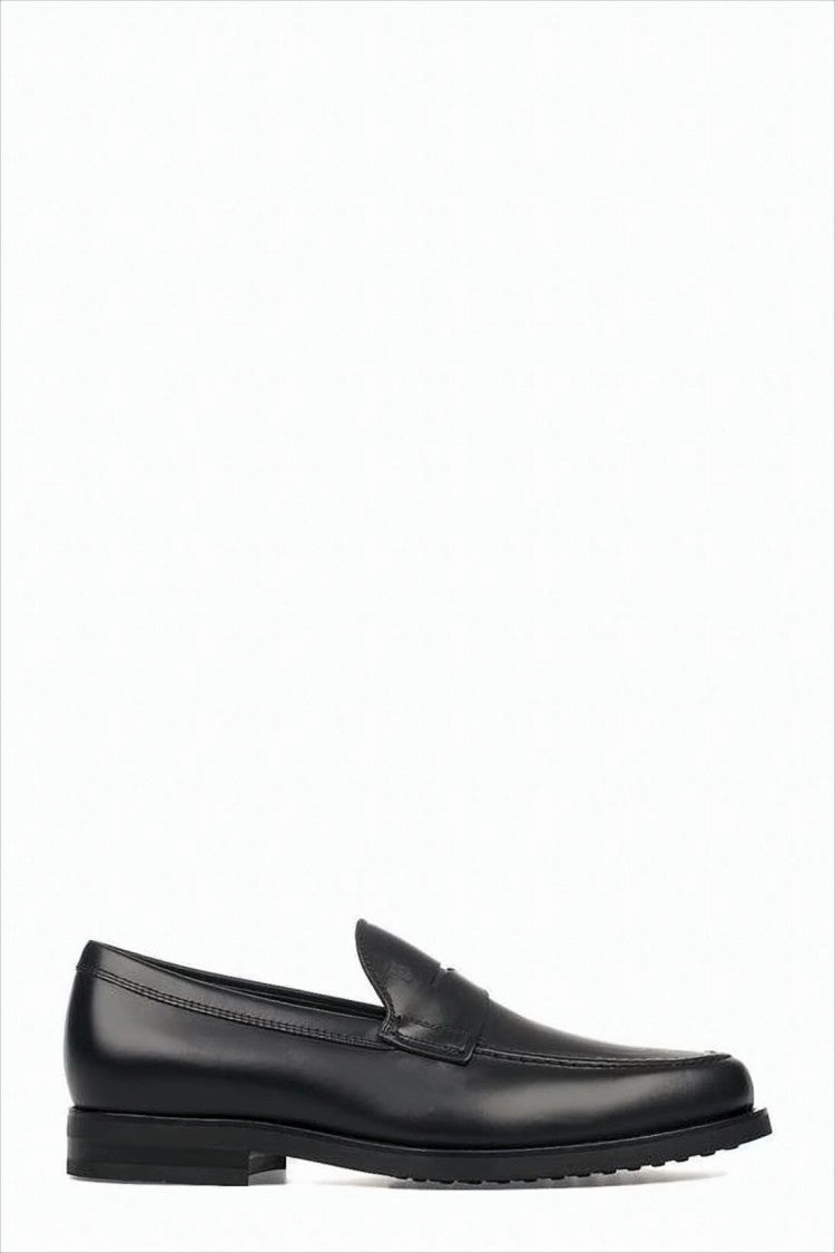 Black Leather Loafers With Classic Penny Strap Vagabond Loafers