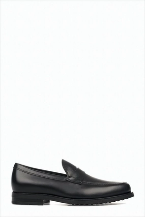 High Top Loafers Black Leather Loafers With Classic Penny Strap