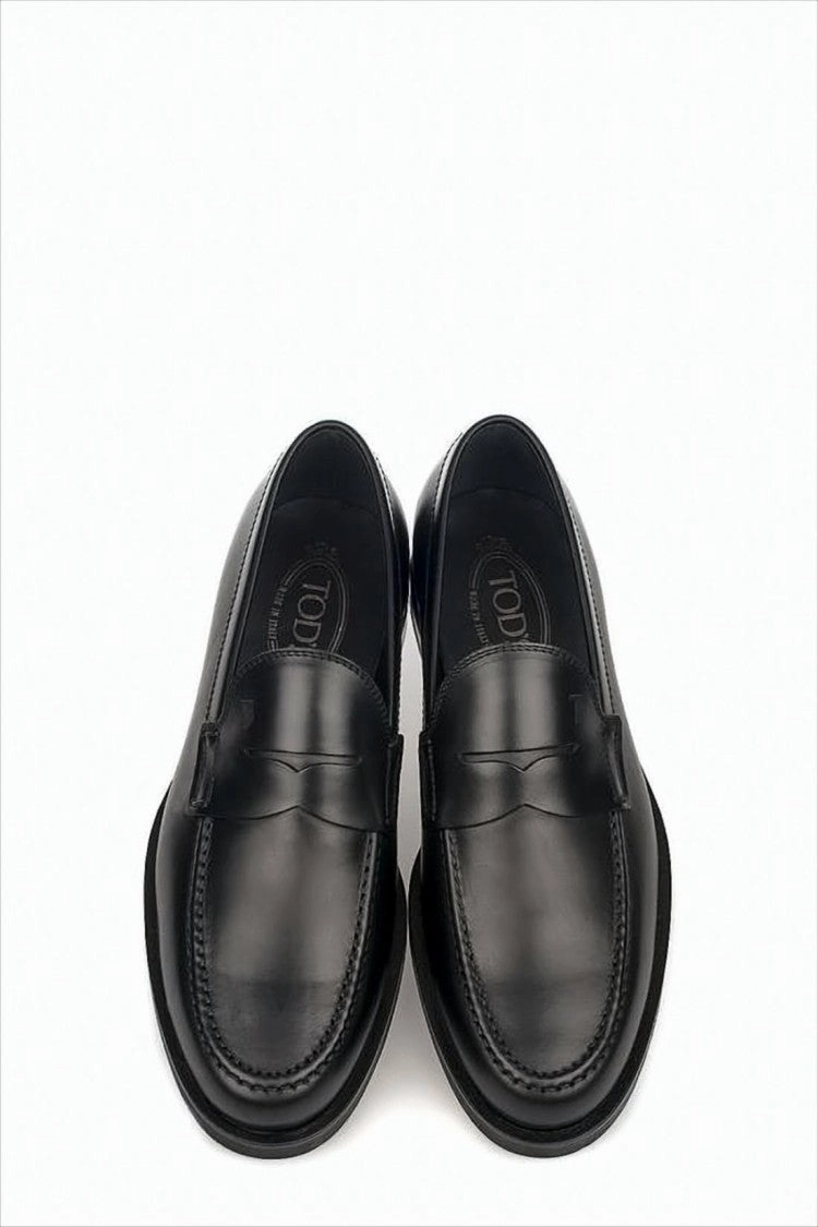 Gh Loafers Black Leather Loafers With Classic Penny Strap