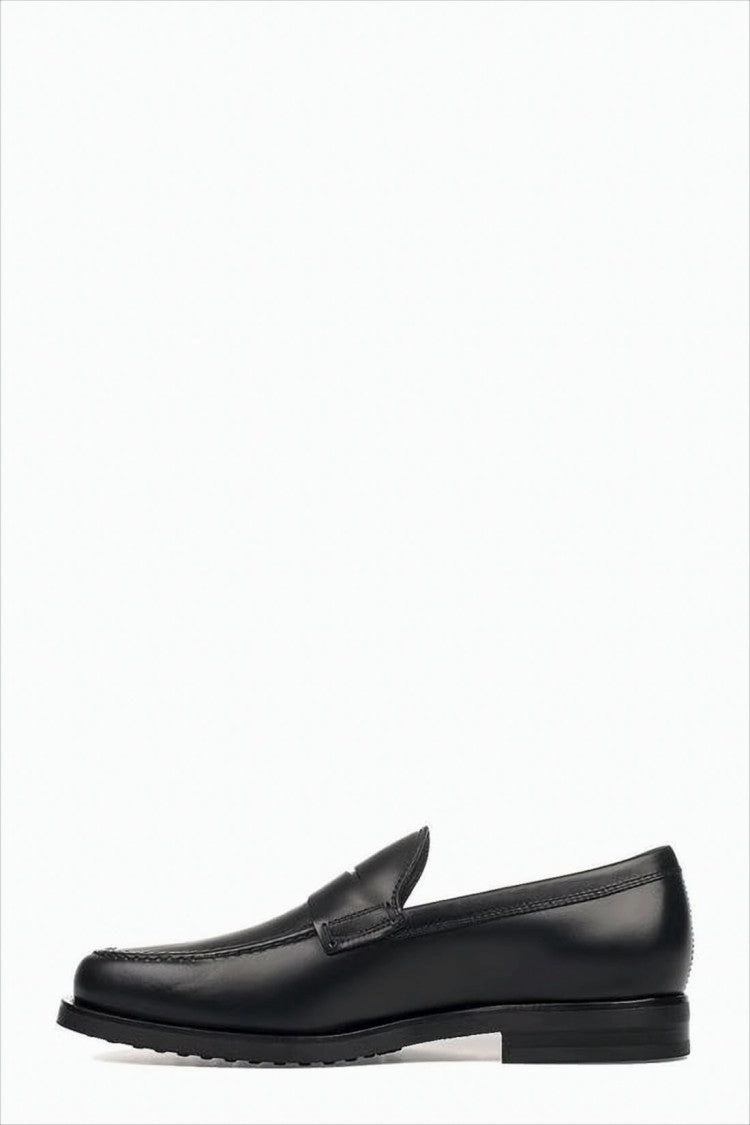 Black Leather Loafers With Classic Penny Strap Tods Loafers