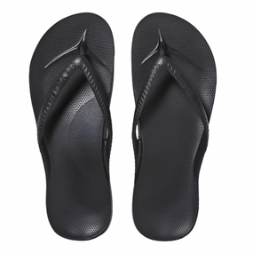 Brookstone Nap Slippers Archies Arch Support Flip Flops in Black