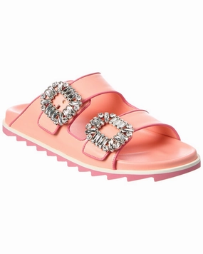 Slippers Shearling Roger Vivier Viv Strass Buckle Slide