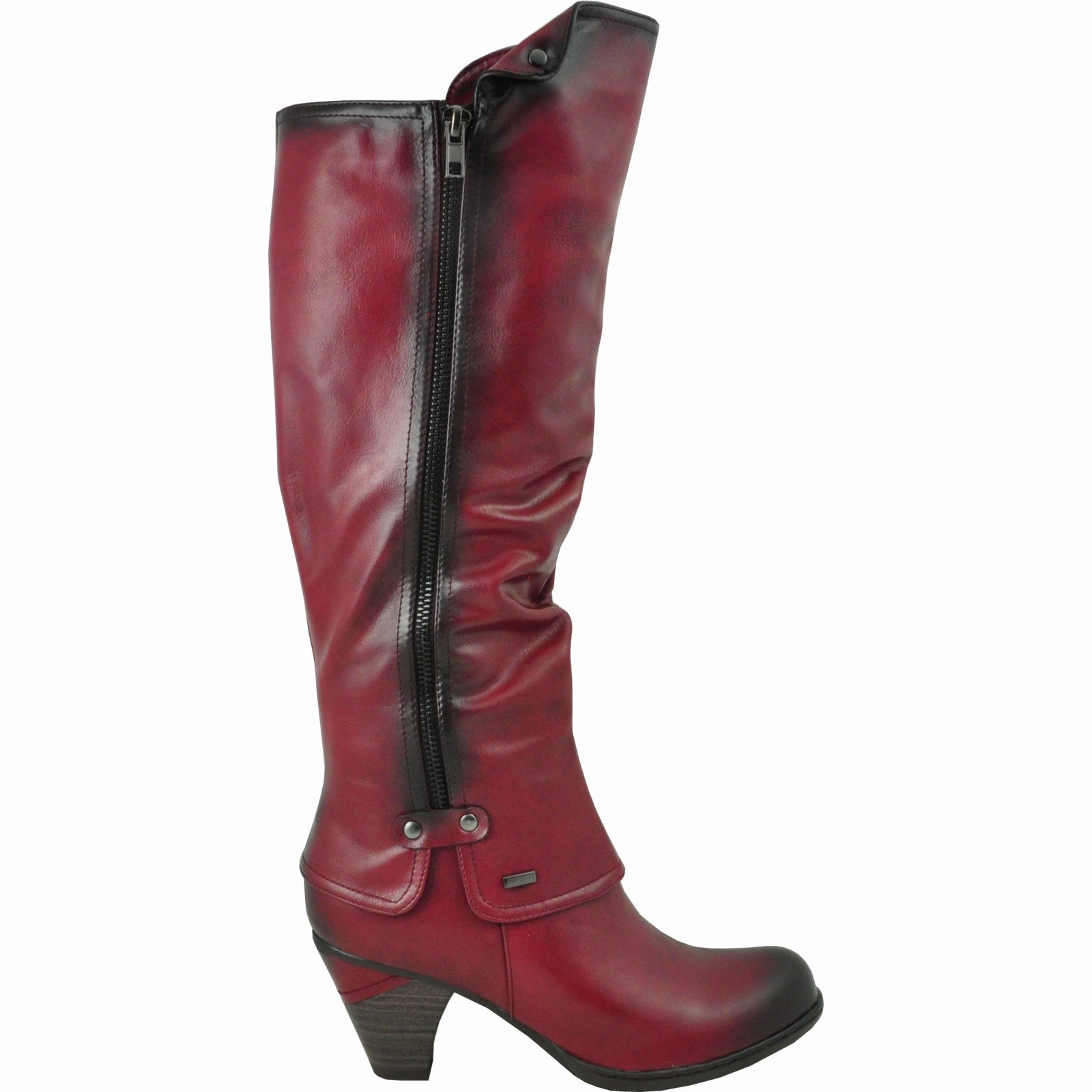 Korks Knee High Boots VANGELO Women Boot SD7408 Knee High Dress Boot Bordo Red