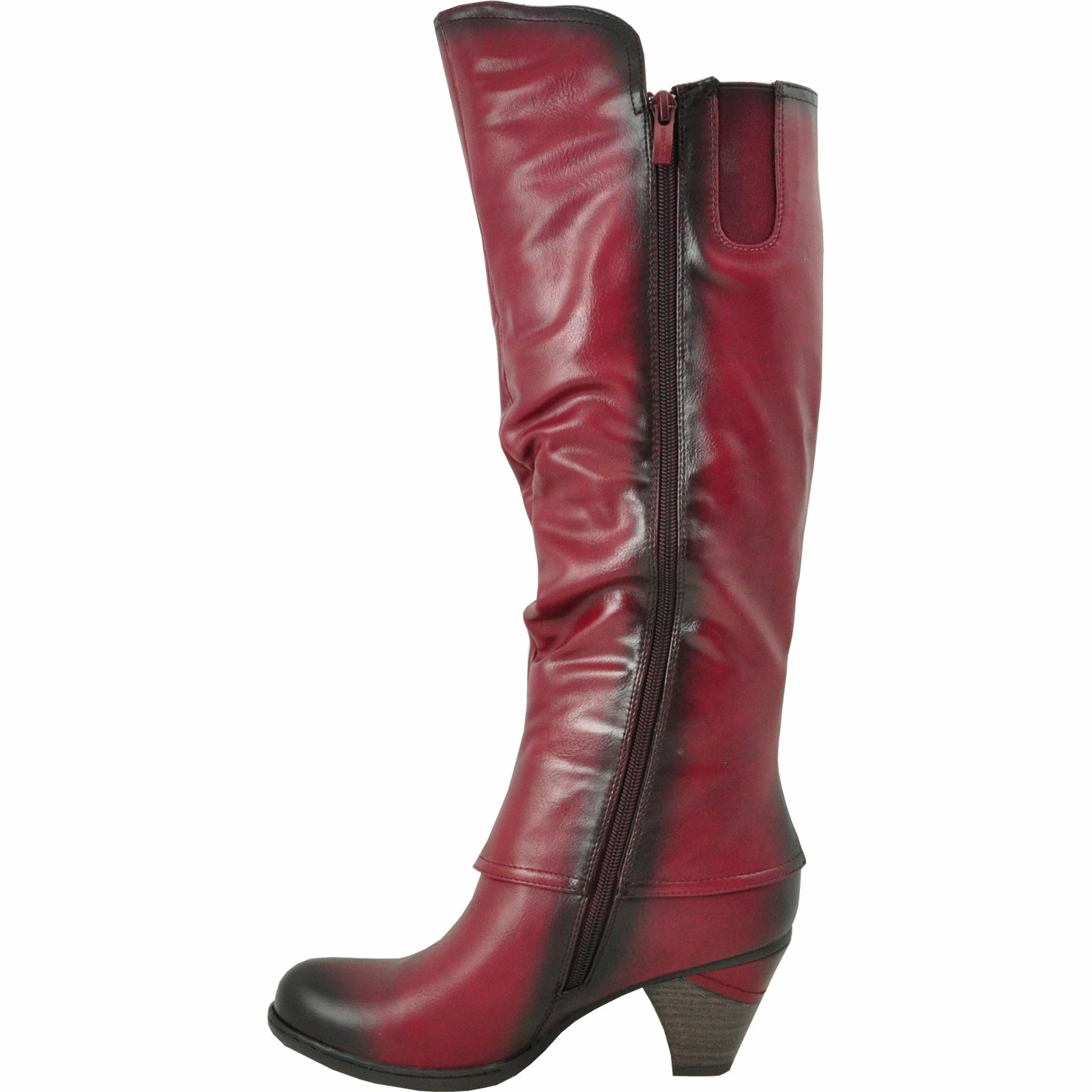 Knee High Boots For Short Legs VANGELO Women Boot SD7408 Knee High Dress Boot Bordo Red