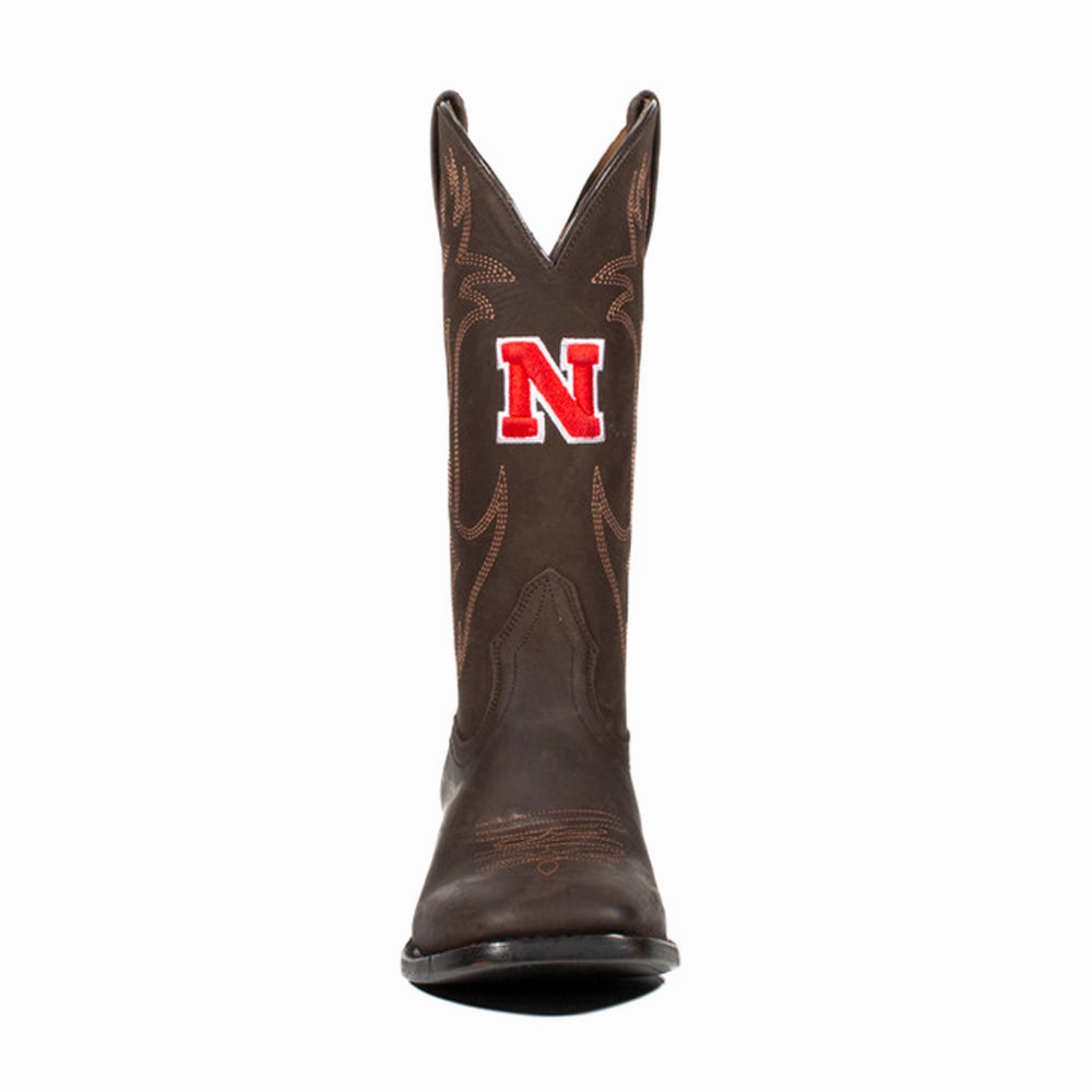 University of Nebraska Square Toe Pull On Cowboy Boots Fold Over Wedge Boots