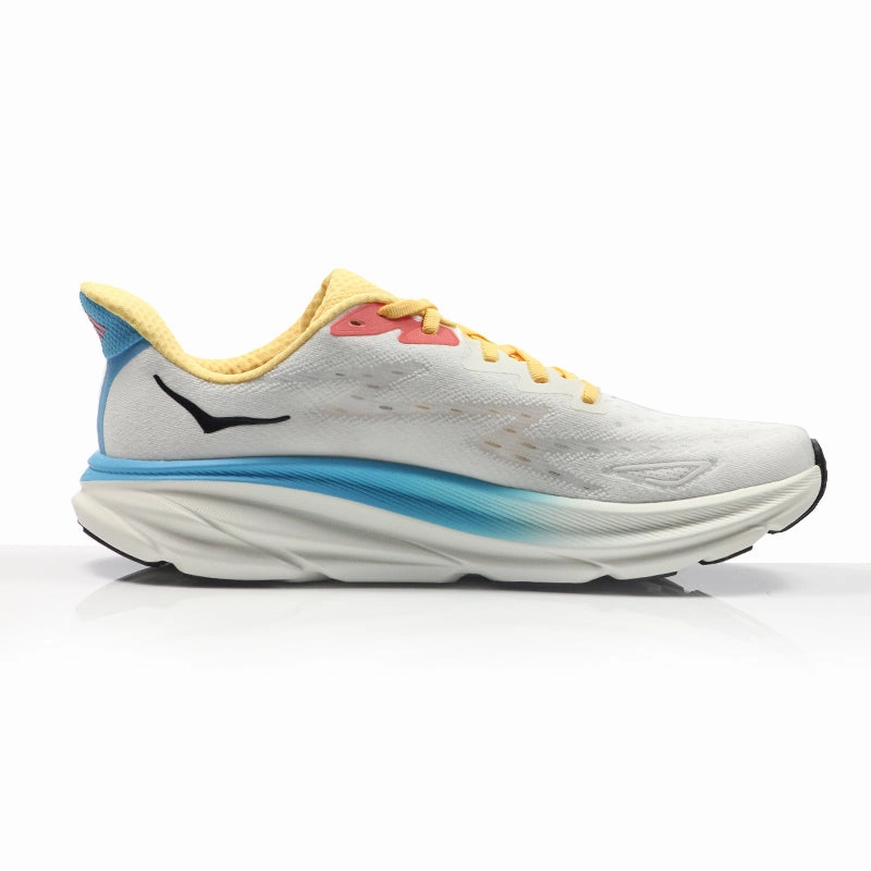 Speed Running Hoka One One Clifton 9 Women's Running Shoe - Blanc De Blanc/Swim Day