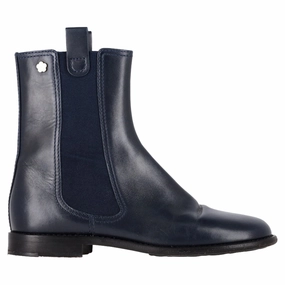 Chanel Chelsea Boots in Navy Blue Leather Chunky Chelsea Boots