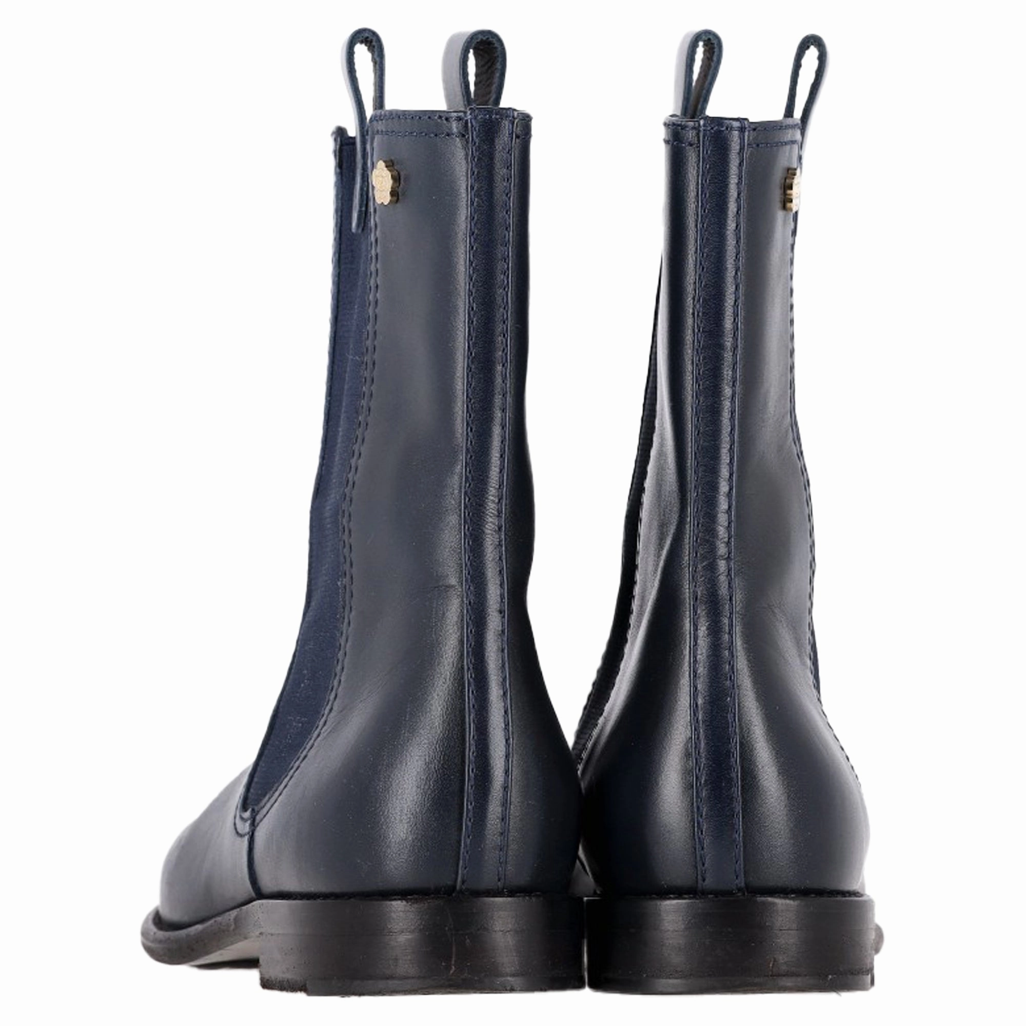 Chanel Chelsea Boots in Navy Blue Leather Whiskey Chelsea Boots