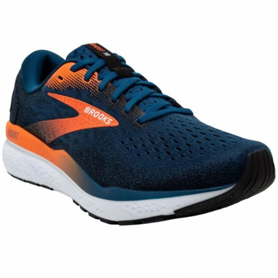 Brooks Ghost 16 (Blue Opal/Black/Nasturtium) - Men's Baseball Shoes Trainer