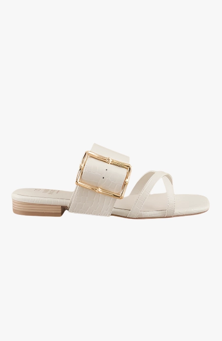 Vacation Buckle Slide Flat Sandal Mia Bow Slippers