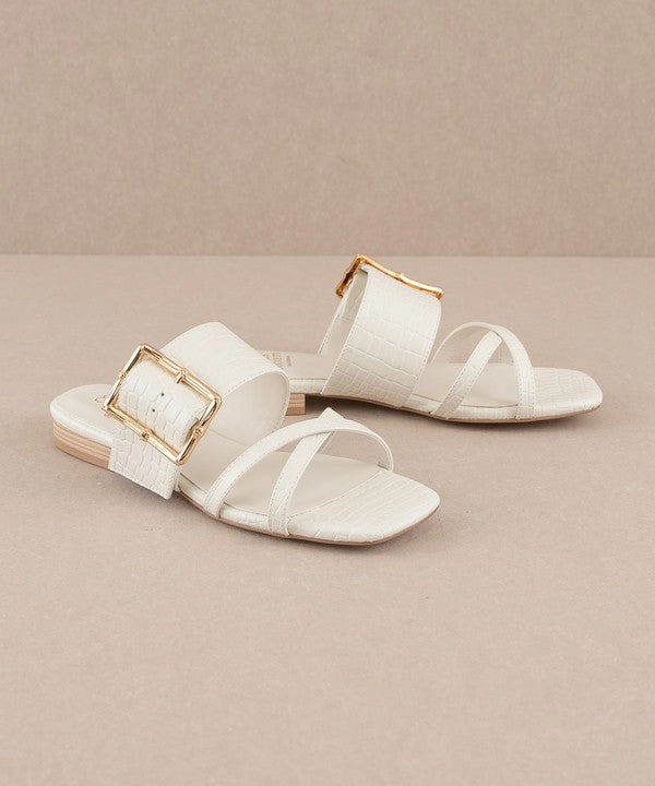 Cushion Slides Vacation Buckle Slide Flat Sandal