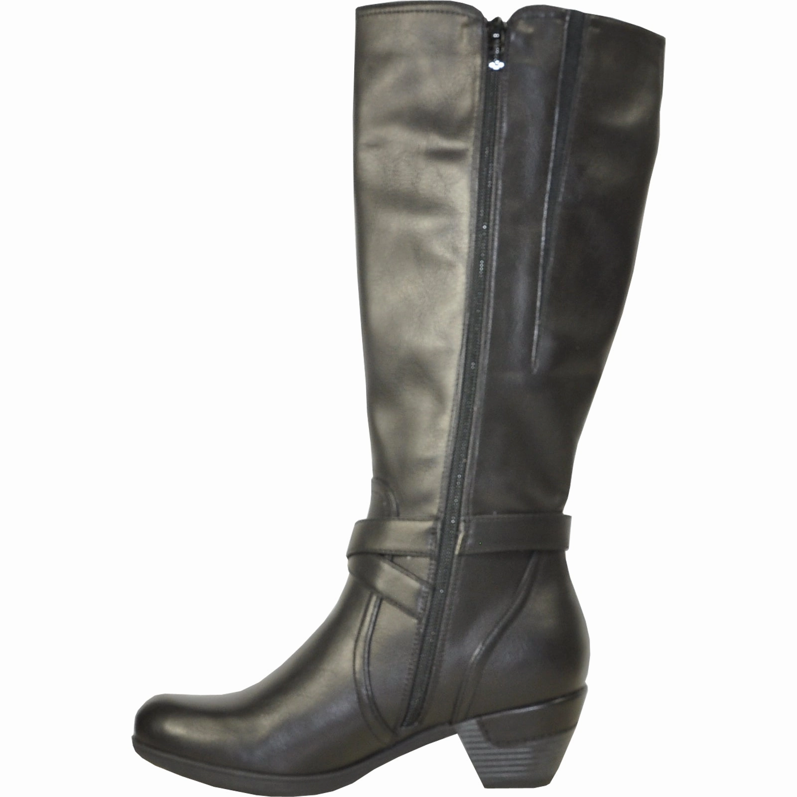 VANGELO Women Boot HF9423 Knee High Dress Boot Black Knee High Heeled Platform Boots