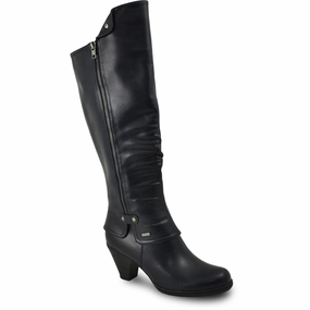 VANGELO Women Boot SD7408 Knee High Dress Boot Navy Blue Chunky Knee High Platform Boot