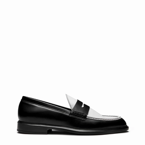 Vendme Blandine black and white calfskin leather loafers Chunky Loafers With Heels
