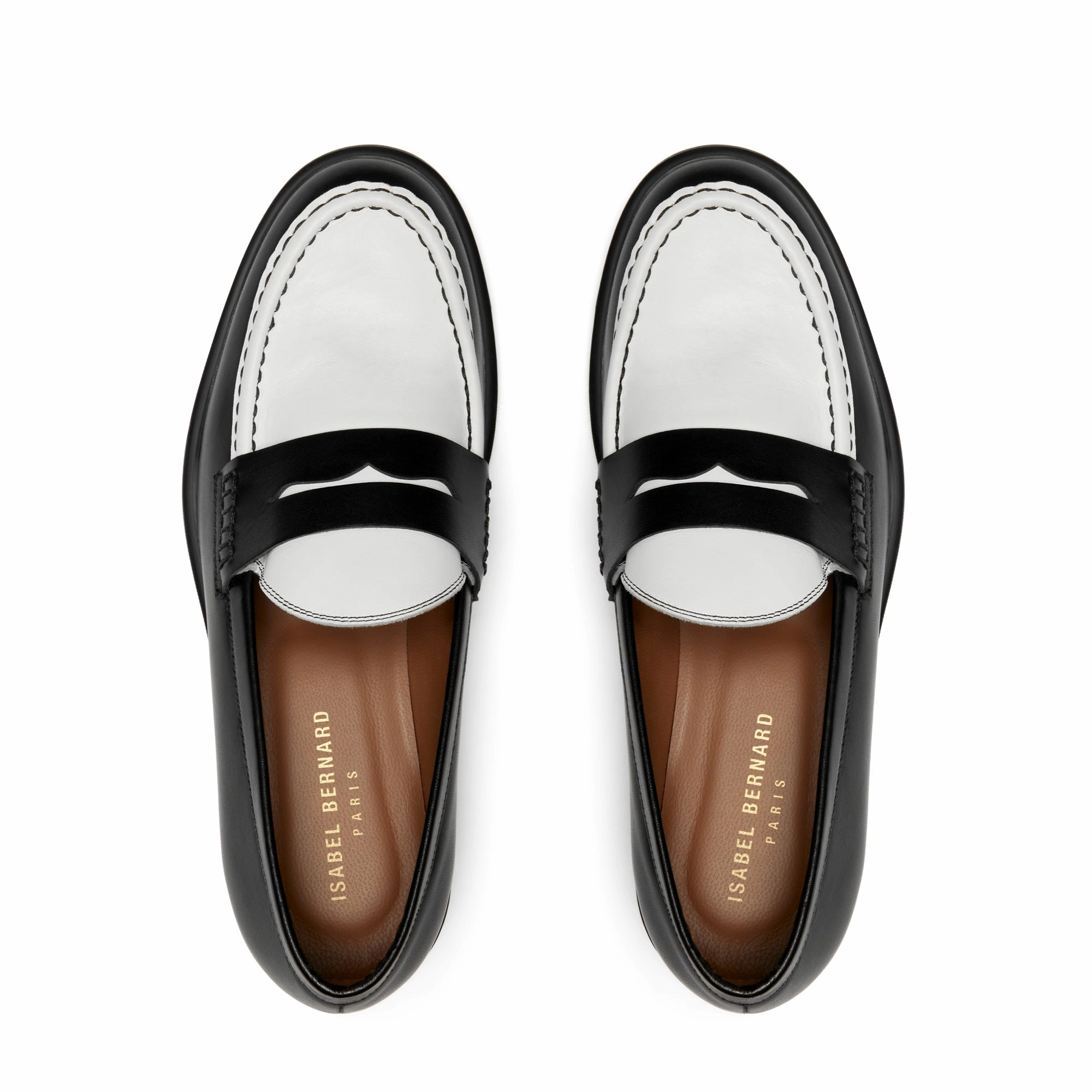 Vendme Blandine black and white calfskin leather loafers Haddock Loafers