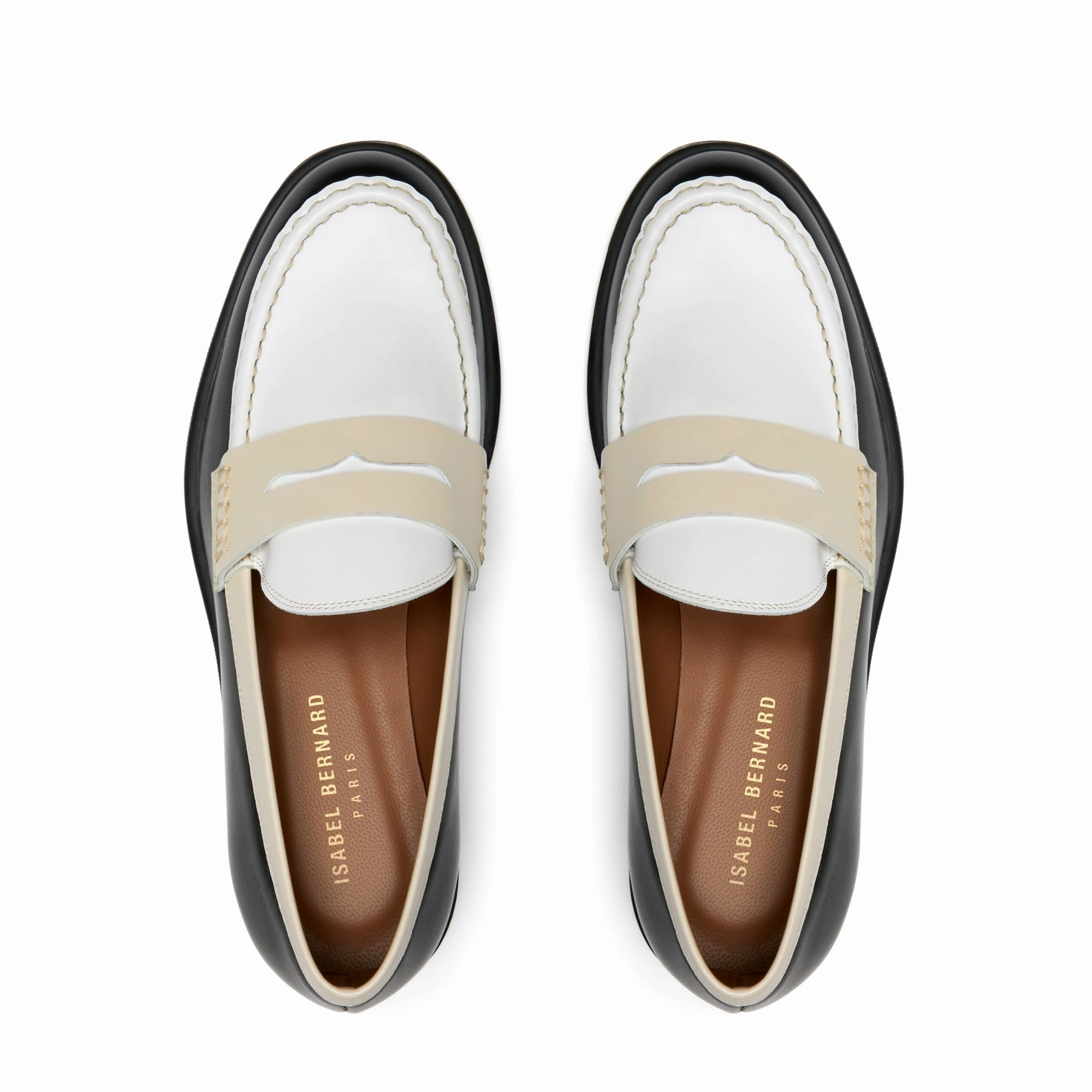 Vendme Blandine black, white and cream calfskin leather loafers Ferragamo Suede Loafers