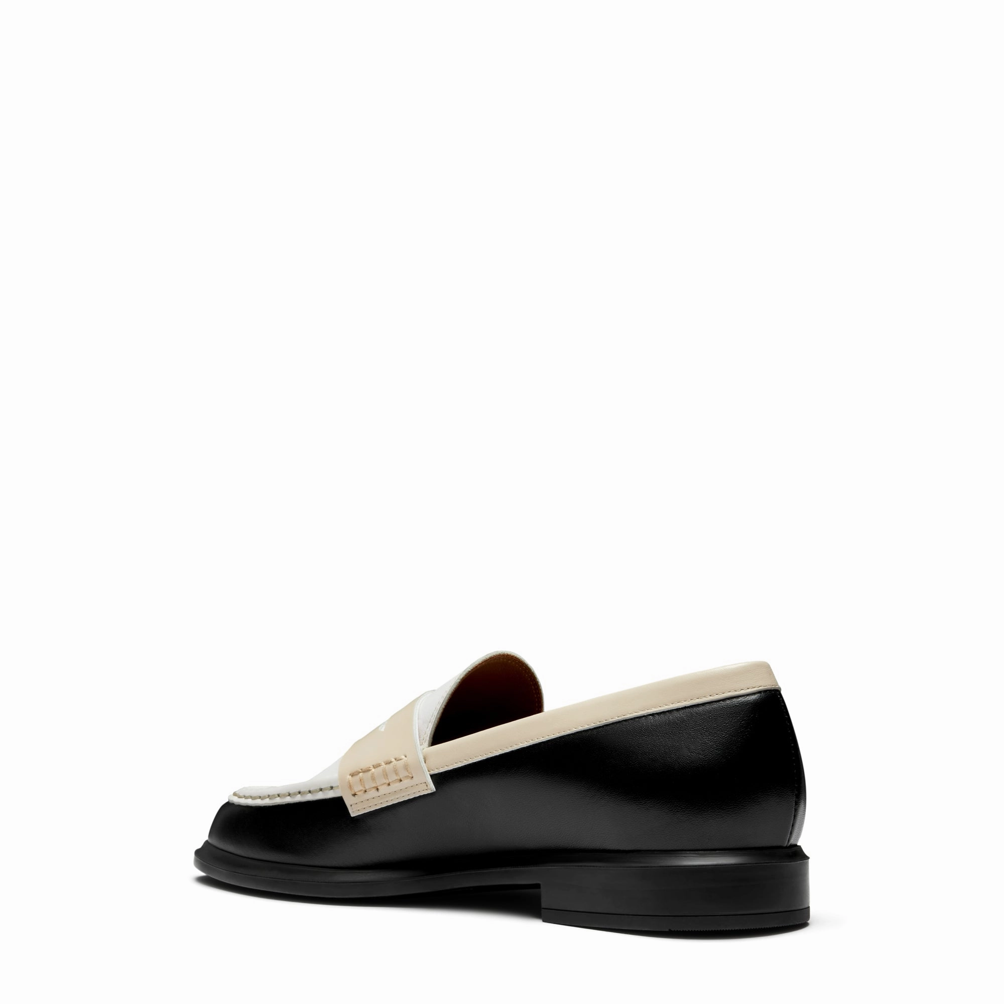Comfiest Loafers Vendme Blandine black, white and cream calfskin leather loafers