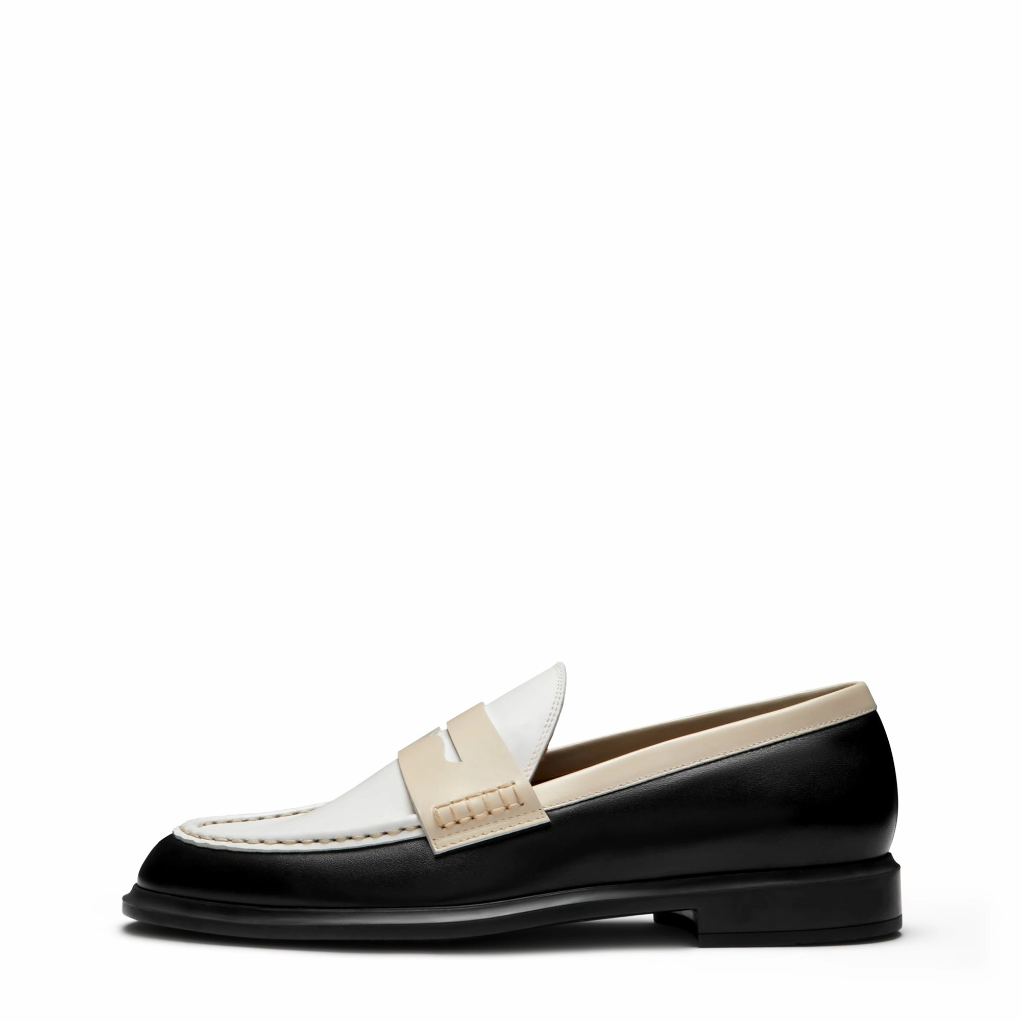 Tasselled Loafers Vendme Blandine black, white and cream calfskin leather loafers