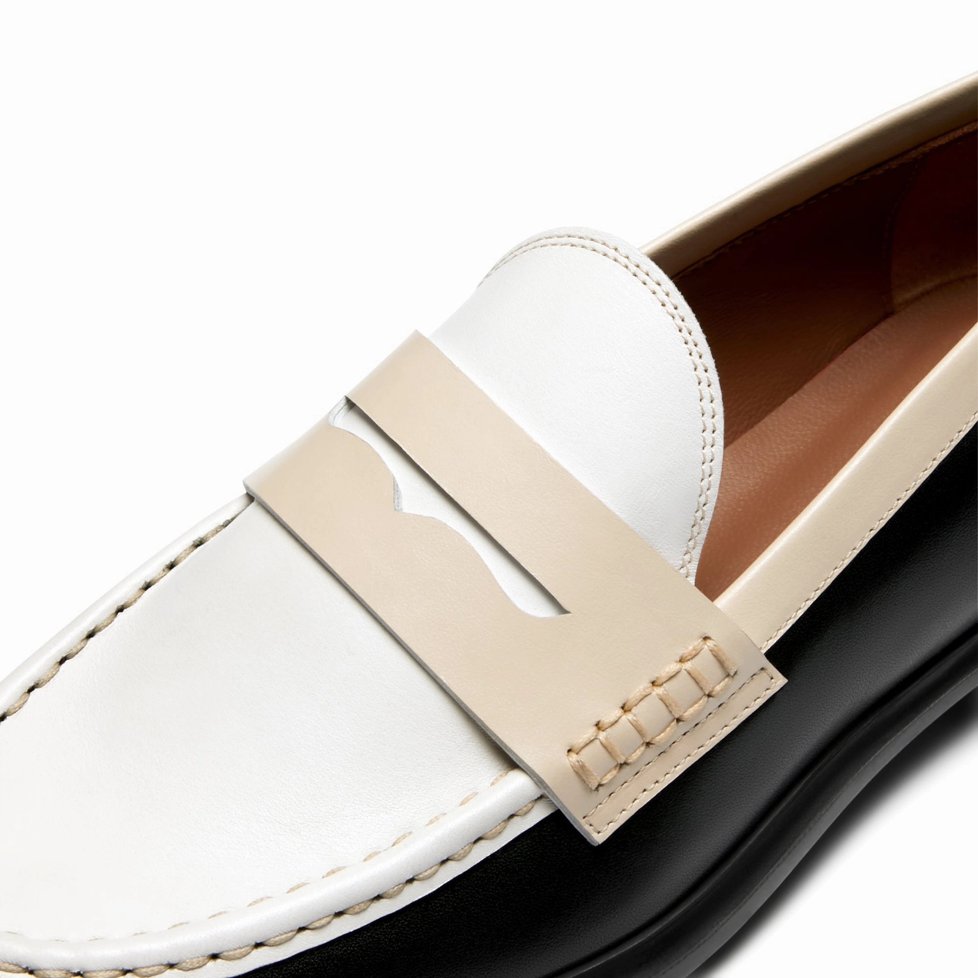 Vendme Blandine black, white and cream calfskin leather loafers Jeweled Loafers