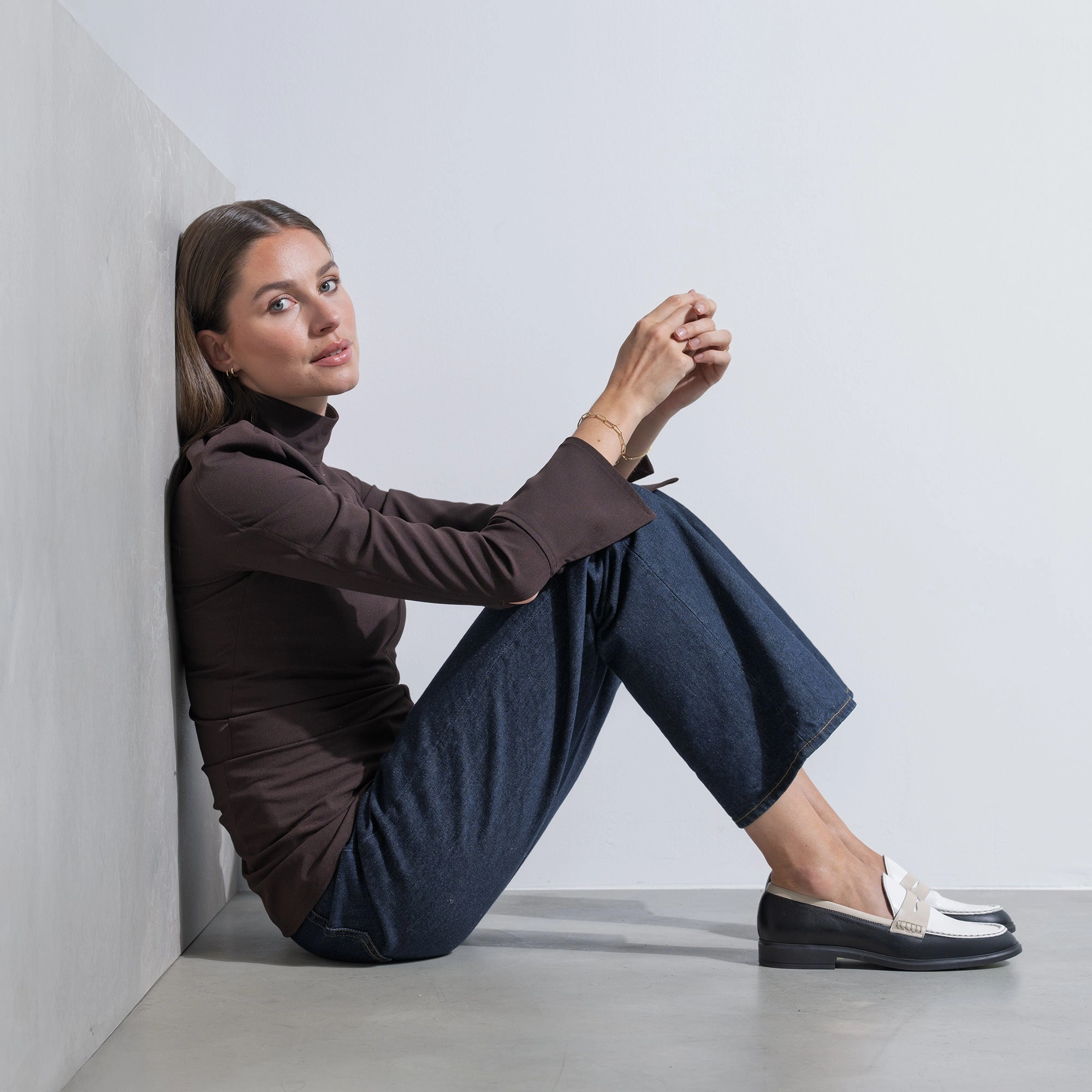 Arch Support Loafers Vendme Blandine black, white and cream calfskin leather loafers