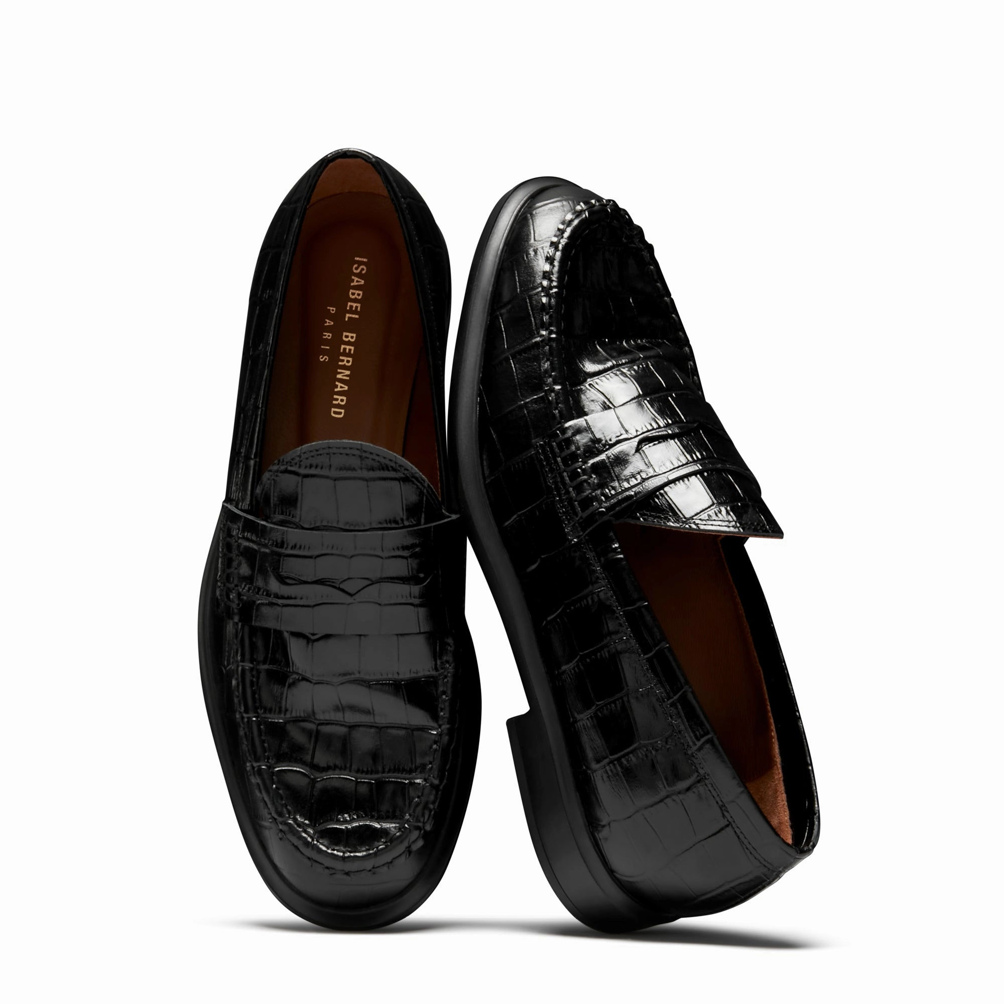 Patnoflex Loafers Vendme Blandine croco black calfskin leather loafers