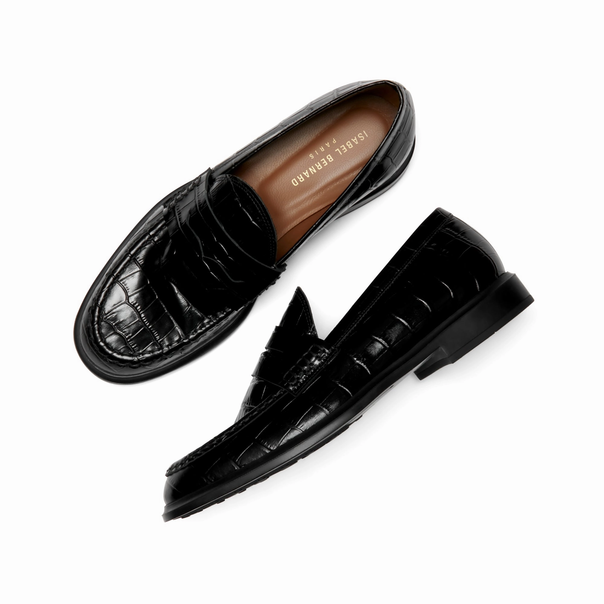 Vendme Blandine croco black calfskin leather loafers Madden Platform Loafers