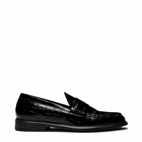 Loafers In Leather Vendme Blandine croco black calfskin leather loafers