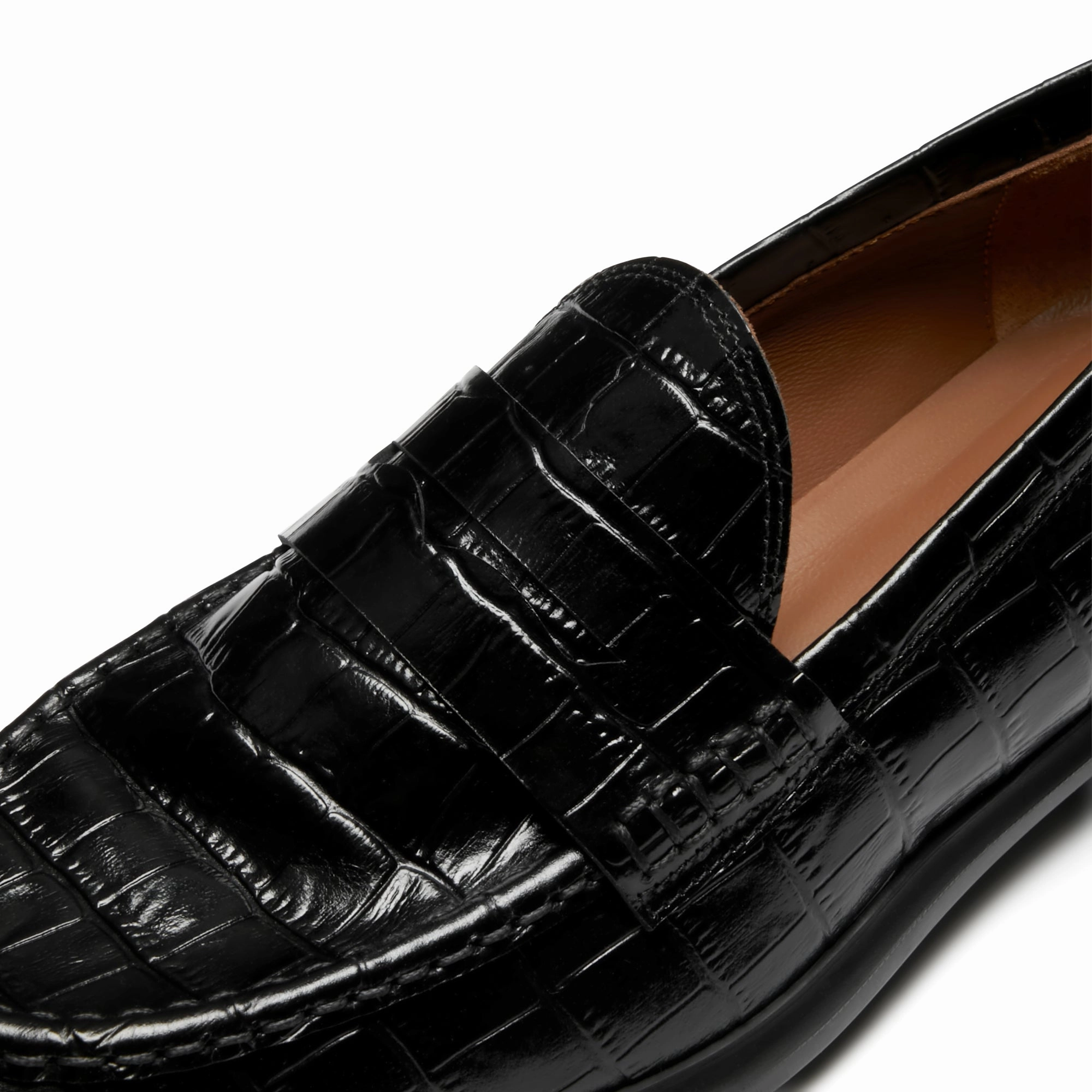 Vendme Blandine croco black calfskin leather loafers Heels Loafers