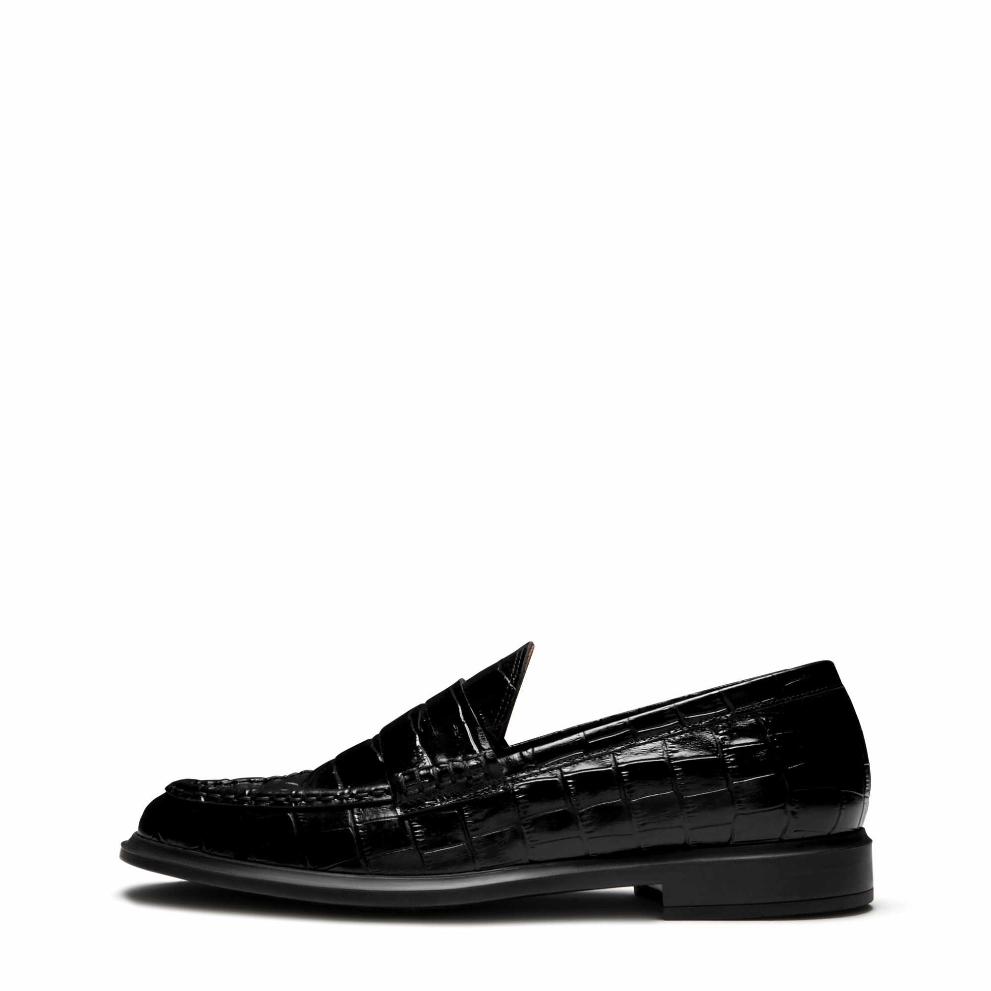 Bulky Loafers Vendme Blandine croco black calfskin leather loafers