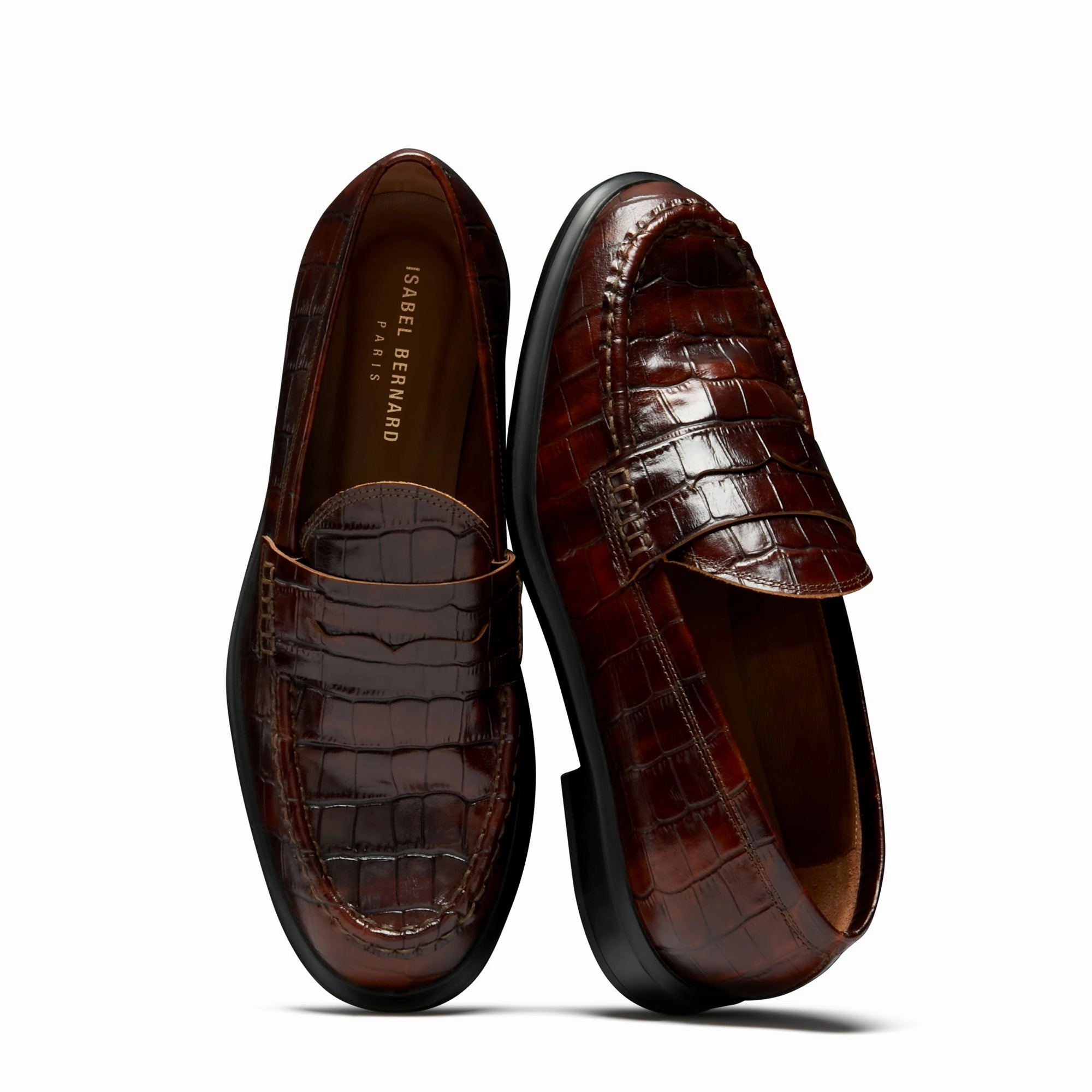 Vendme Blandine croco brown calfskin leather loafers Suit And Loafers