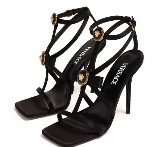 Short High Heeled Boots Versace Gianni Ribbon 110mm satin sandals