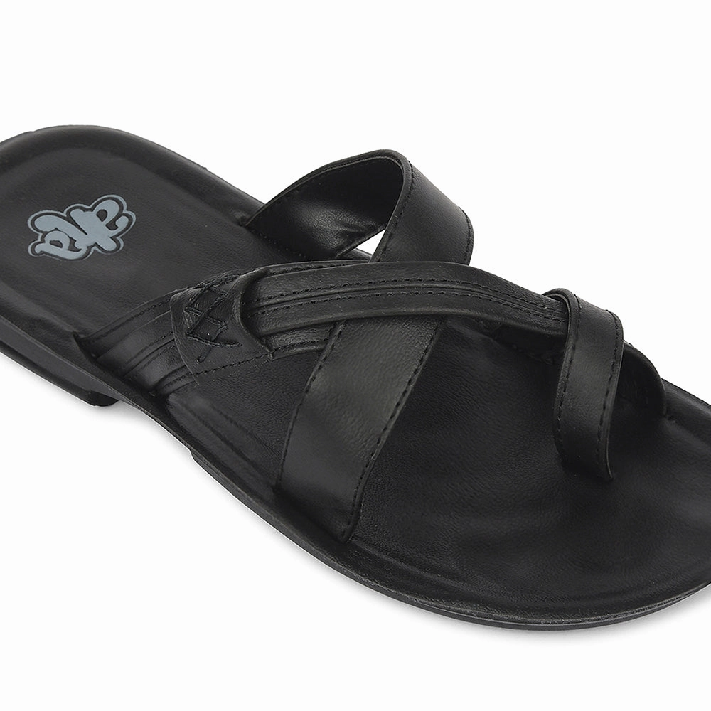 Bicycle Sandals A-HA Black Casual Flat Sandal For Men MPU-60 By Liberty