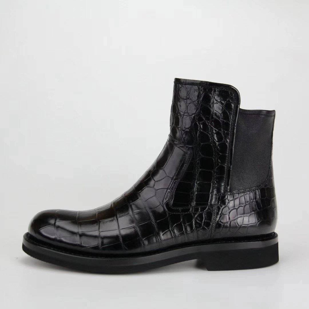 Truffle Collection Chunky Chelsea Boots Crocodile Shoes Genuine  Crocodile Skin Leather Chelsea Ankle Boots