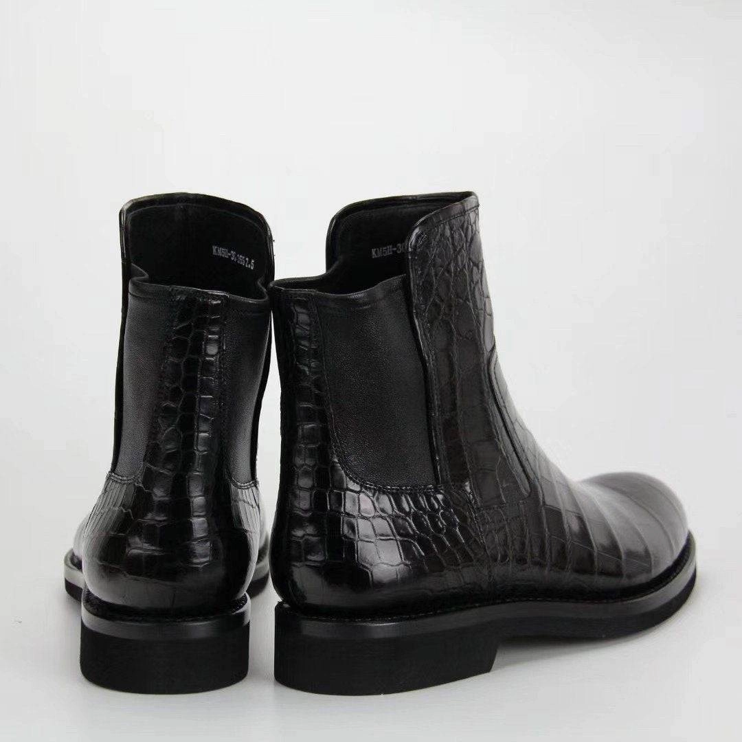 Crocodile Shoes Genuine  Crocodile Skin Leather Chelsea Ankle Boots Denory Chelsea Boots