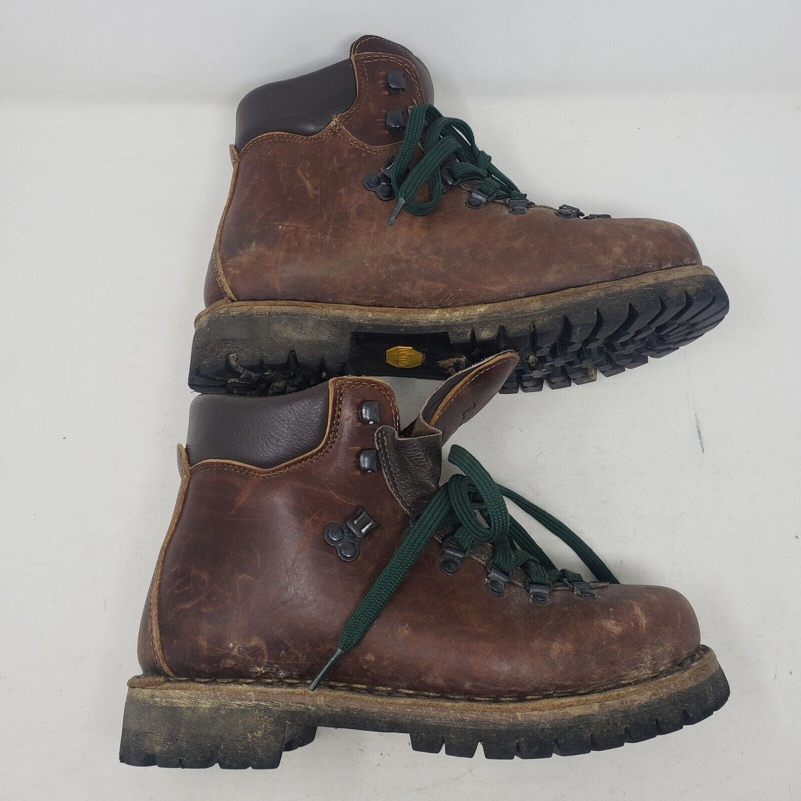 Rocker Hiking Boots Vintage Scarpa LL Bean Brown Leather Norwegian Welt Hiking Boots Mens 8 Vibram