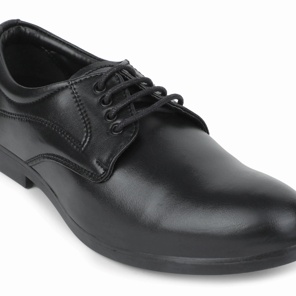 Fortune Black Formal Lacing Derby Shoes For Men MAJESTIC-1 By Liberty Laces Up Shoes No Bow